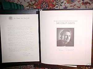 COLIN DAVIS Franklin Mint SIGNED Great Conductors 5 LPs  