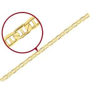  Concave 3mm Anchor Chain Bracelet 8 Inches in 14K Yellow 