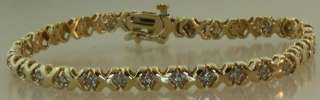   90ct 11.2g diamond tennis bracelet hugs kisses vintage estate  