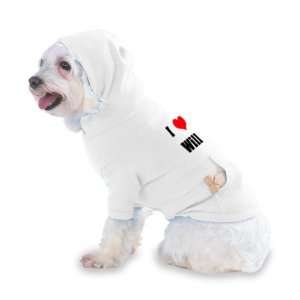  I Love/Heart Will Hooded T Shirt for Dog or Cat LARGE 