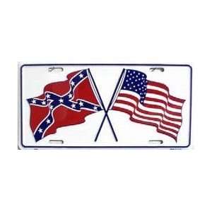  Confederate / USA Crossed Flags License Plate Plates Tags Tag auto 