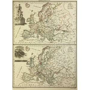  Malte Brun Map of Europe Charles Quint and 1789 (1812 