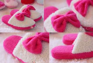 New Women Warm Bow Slippers House Home Comfortable Shoes 5 Colors 3 