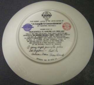   NORMAN ROCKWELL A COUPLES COMMITMENT CLASSIC COLLECTOR PLATE WITH COA