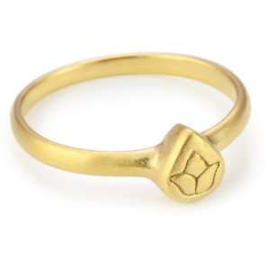  Satya Jewelry Gold Vermeil Etched Lotus Ring, Size 7 