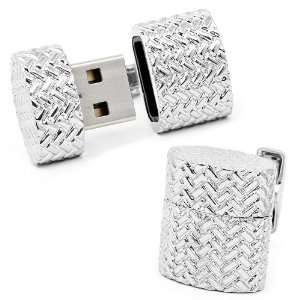   Woven Silver Oval 4GB USB Flash Drive Cufflinks CLI RR 435 WS Jewelry