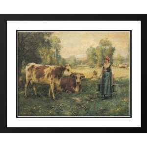  A Milk Maid with Cows and Sheep 25x29 Framed and Double 