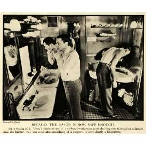  1937 Print Razor St Vitus Railroad Washroom Shaving Barber 