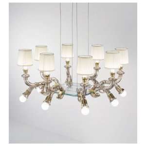  Wood Chandelier Finish Silver, Shades Yes
