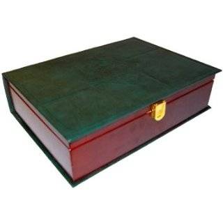 WOODEN TEA CHEST WITH RICH HUNTER GREEN FAUX LEATHER BINDING by K.F.
