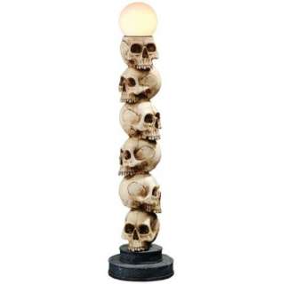 Gothic Pillar of Skulls Globe Sculptural Lamp Haunted Halloween  