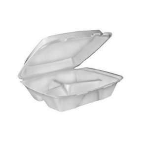 Small 3 Compartment Foam Hinged Lid Carryout Container in 