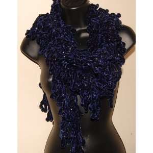  Handmade Knitted cotton wool Shawl blue 