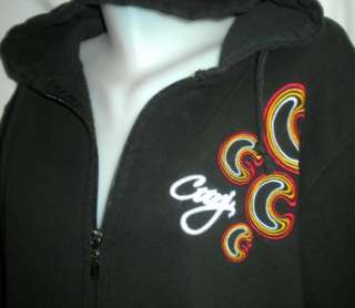 Coogi sz XL black red gold monogrammed zip front hoodie jacket XL 