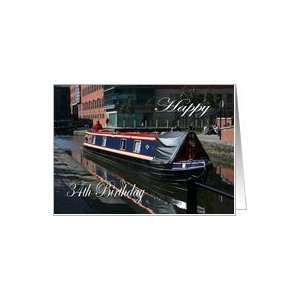  Happy 34th Birthday canal boat Card Toys & Games