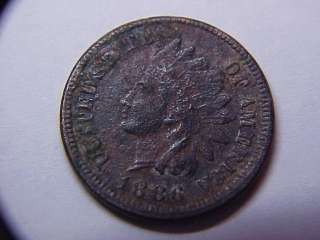 1886 VF DETAILS TYPE 1 INDIAN HEAD CENT CORRODED  
