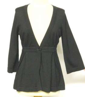 ANN TAYLOR LOFT Black LTWT Wool S 4 6 SIngle Button CARDIGAN Sweater 