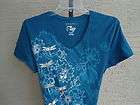 NEW WOMENS JUST MY SIZE GRAPHIC TEE TEAL WITH METALLIC DRAGONFLYS 5X 