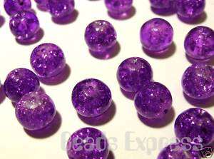 200 Crackle Glass Round Beads  Violet Purple 4mm AR4020  