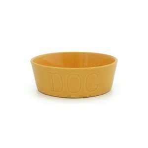  Yellow Stoneware Dog Bowl