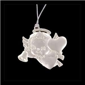  Silver Plated Baby Angel with Heart Ornament