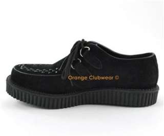    602S Womens Black Suede Goth Punk Rave Creepers Retro Shoes  