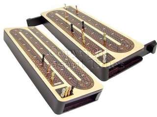 Unique Continuous Cribbage Board 4 Tracks Wood Inlaid Maple / Rosewood 