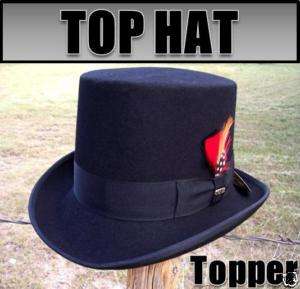 QUALITY Scala Black Wool Victorian Topper Formal Tuxedo Dress TOP HAT 