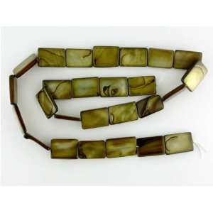  DYED RIVER SHELL GOLD 10X15MM FLAT RECTANGLE BEADS 15 