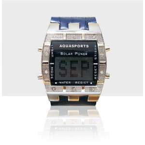  Solar powered scrolling wrist watch (Silver / Blue 