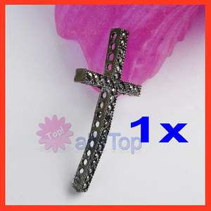   Curved Side Crystal Rhinestones Cross Connector Charms Fit Bracelet