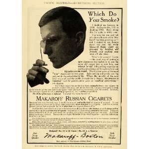  1911 Ad Makaroff Russian Cigarets 95 Milk Street Boston 