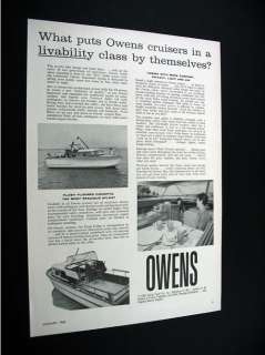Owens Cruisers boat yacht 1960 print Ad  
