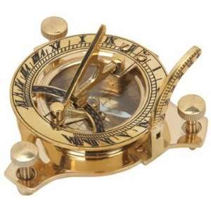 Solid Brass Sundial and Compass Paper Weight and Desk Accessory 
