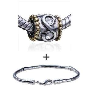 Cylindrical Shaped Exquisite Swan Pattern European Charm Bead Bracelet 