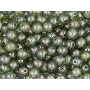  Czech Glass Druk Beads Green Luster 6mm (50 Pack) Arts 