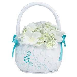  Aqua Floral Flower Basket