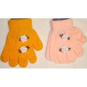 of Two Magic Stress Gloves Trimmed with Satin Carnations for Toddlers 