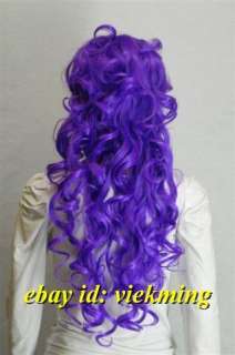 new fashion purple lavender wavy curl long romantic Cosplay dance sexy 