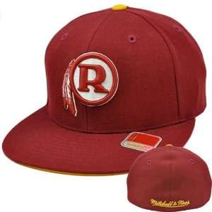 NFL Mitchell & Ness Throwback Logo Hat Cap Fitted Washington Redskins 