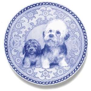  Dandie Dinmont & Puppy Danish Blue Porcelain Plate