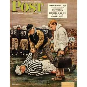  1950 Cover Saturday Evening Post Football Referee Injury 