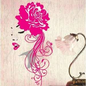 Made in US   Free Custom Color   Free Squeegee  Rose Woman    Wall Art 
