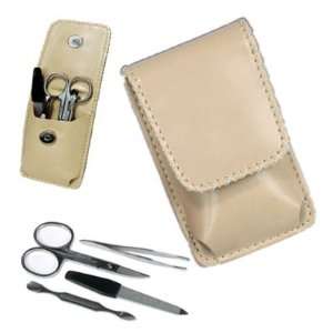  Kingsley Manicure Set   4 Piece, Leather with Flap Closure 