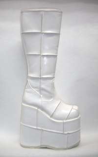 White Stack Spice Gogo Platforms GoGo Dancer Boots 9  