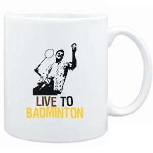  Mug White  LIVE TO Badminton  Sports