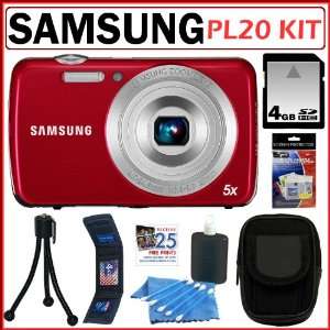  Samsung PL20 14MP Wide Angle HD Digital Camera in Red 