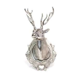   Polished Silver Contemporary Stag Head Wall Sculpture