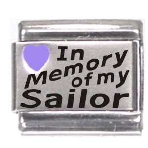  In Memory Of My Sailor Purple Heart Laser Italian Charm 