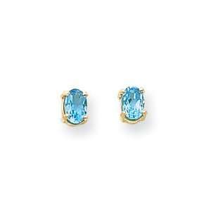  14k 6x4 Oval December/Blue Topaz Post Earrings Jewelry